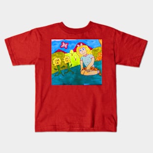 Little Girl and Her Flower Friends Kids T-Shirt